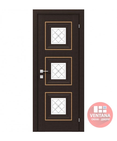 Межкомнатная дверь RODOS VERSAL Irida middle molding, со стеклом, с гравировкой